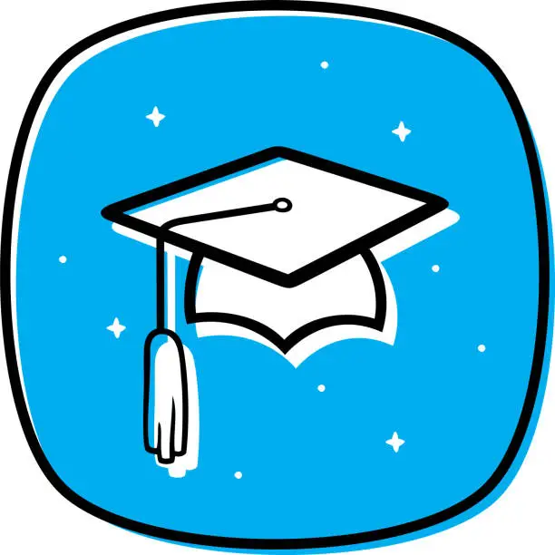 Vector illustration of Graduation Cap Doodle 2