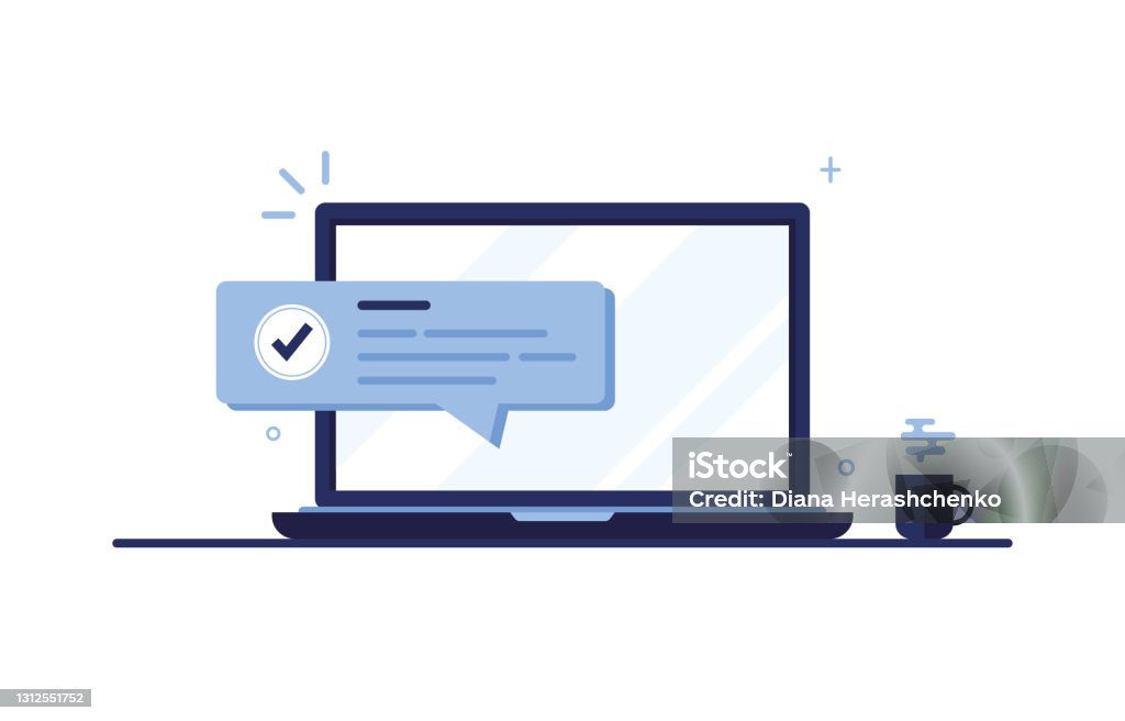 Computer Message Graphic Computer Laptop With Message Stock Illustration - Download Image Now ...