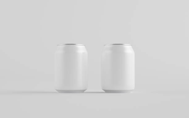 istock 8 oz. / 250ml Stubby Aluminium Beverage Can Mockup - Two Cans. Blank Label 1312551893