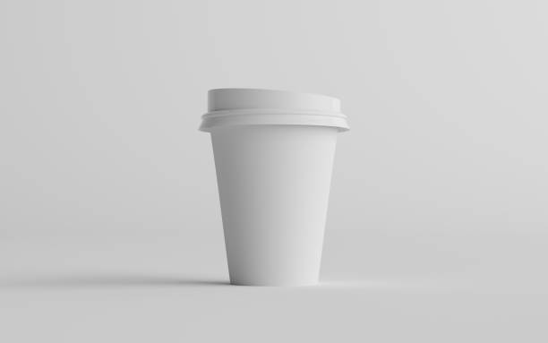 istock 12 oz. / 355ml Single Wall Paper Regular / Medium Coffee Cup Mockup with White Lid - One Cup 1312551900