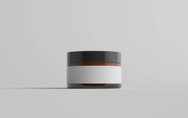 istock Amber Glass Cosmetic Jar Mockup - One Jar. Blank Label 1312551978