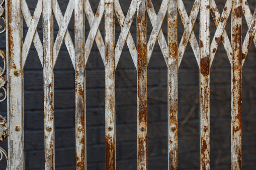 silhouetted decorative ironwork on handrail in typical fleur de lis style