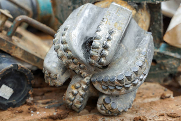 equipamento de perfuração de óleo para a reforma. cabeça de perfuração de óleo usado. brocas de óleo tricone. o pdc desgastado furou a broca. - exploration industry oil industry drill bit - fotografias e filmes do acervo