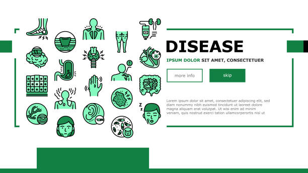 Disease Human Problem Landing Header Vector Disease Human Problem Landing Web Page Header Banner Template Vector. Epithelial Tissue And Toxoplasmosis, Ear Surgery And Cellulite, Skin Itch And Lymphoma Disease Illustration salivary gland surgery stock illustrations