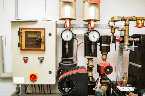istock Technical room with devices for controlling the temperature of the water 1312573642