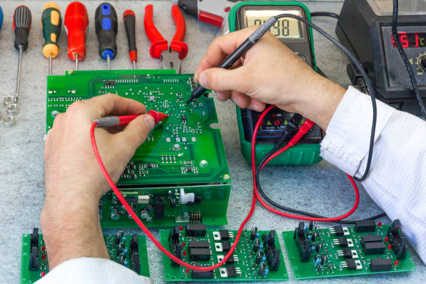 istock Checking the electronic device. Assembly of electronic boards. 1312574573