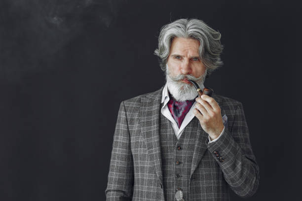 smoking hat serious face elegance suit smoking