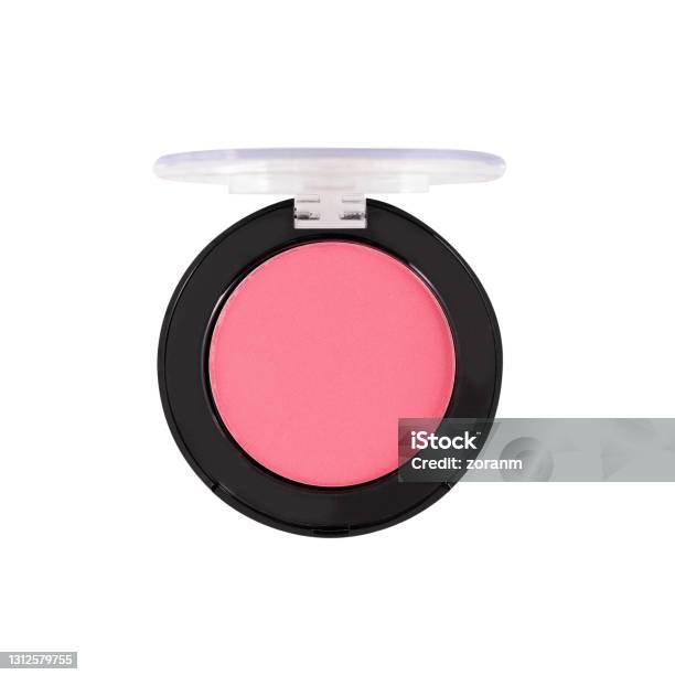 Pink Blusher In Round Open Container Isolated On White Stock Photo - Download Image Now