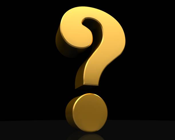 istock Question mark interrogation point golden ? sign query symbol 3d icon render graphic 1312580946