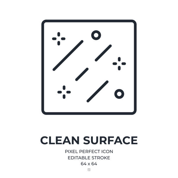 Clean glass surface editable stroke outline icon isolated on white background vector illustration. Pixel perfect. 64 x 64. Clean glass surface editable stroke outline icon isolated on white background vector illustration. Pixel perfect. 64 x 64. tidy room stock illustrations