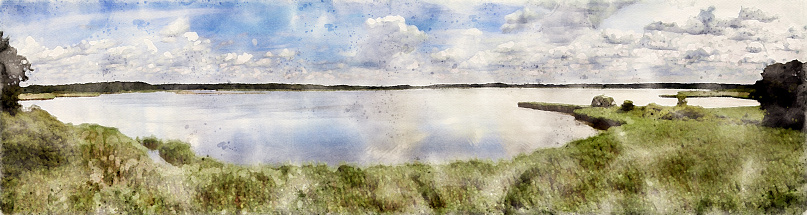 Lakes of Milicz - Valley of Barycz (watercolor painting)