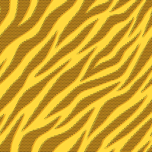 Retro style tiger pattern background illustration Retro style tiger pattern background illustration (brown color plane printed out of alignment with black dots) tiger stripe stock illustrations