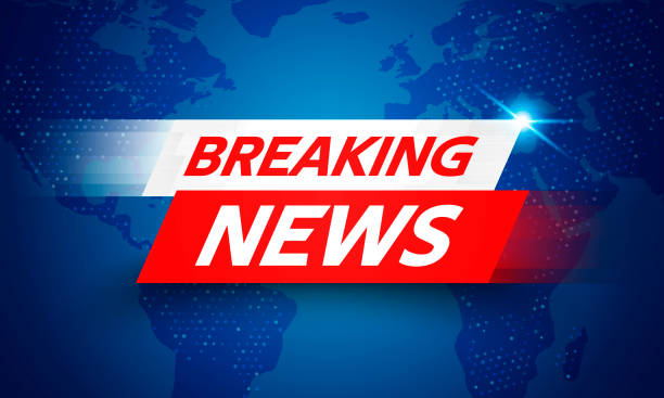 istock Vector Illustration Breaking News Live Banner on Glowing World Map Business Interface Background 1312588469