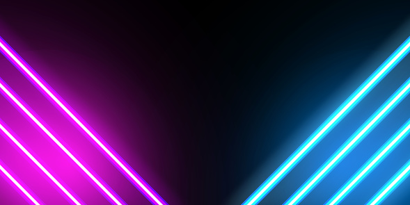 Neon color lines on black background. Vector illustration.