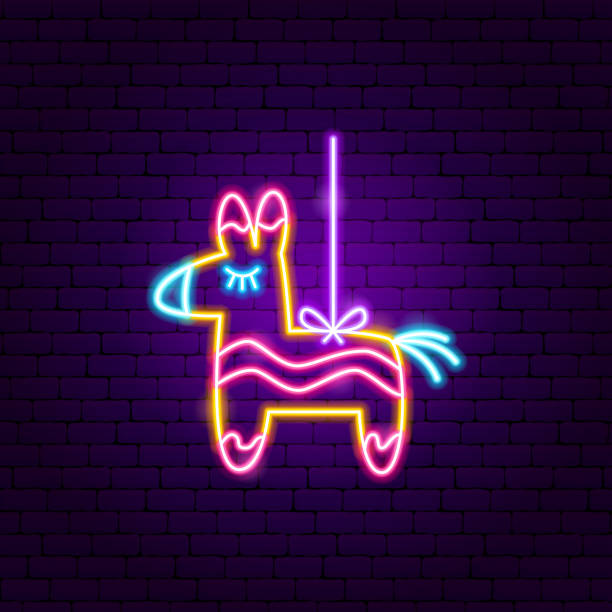Pinata Neon Sign Stock Illustration - Download Image Now - Animal, Candy,  Celebration - iStock