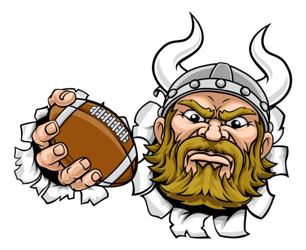 ilustraciones, imágenes clip art, dibujos animados e iconos de stock de viking american football sports mascota caricatura - viking mascot warrior pirate