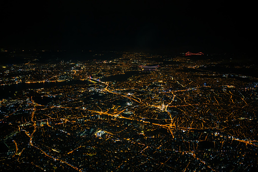 Night view of Istanbul from plane