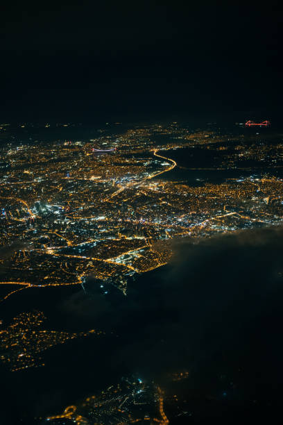istock Night view of Istanbul from plane 1312600154