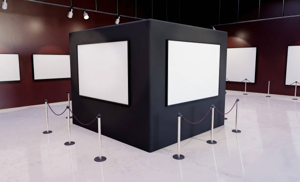 istock museum column with mockups of frames with illuminating spotlights 1312603765