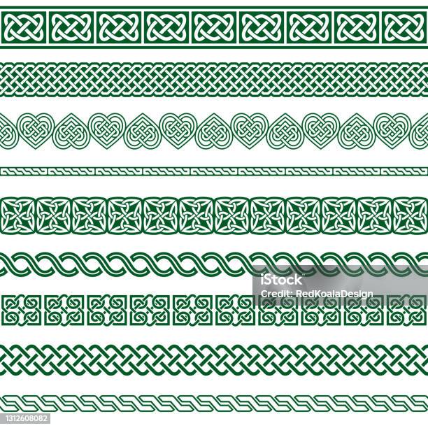 Irish Header Patterns Irish Celtic Vector Seamless Vector Pattern Set Border And Frame ...
