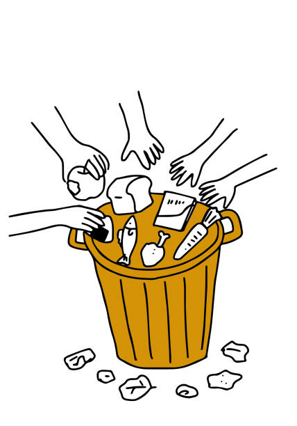 illustrazioni stock, clip art, cartoni animati e icone di tendenza di disegno a mano responsabile consumo illustrazione 12 - spreco alimentare