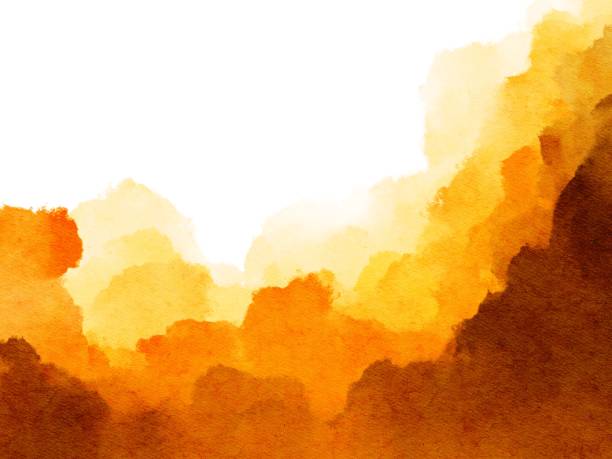 istock Hand drawing watercolor orange background. Abstract watercolour backdrop for poster, card, invitation, wedding, birthday, business card, print, textile, interior, menu, web, copy space 1312613797