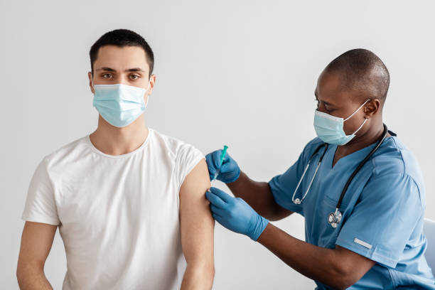 istock Antivirus program for population against covid-19 outbreak, vaccination campaign 1312616418