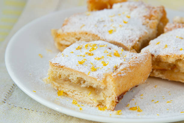istock Lemon pie with filling, icing sugar and lemon zest 1312618046