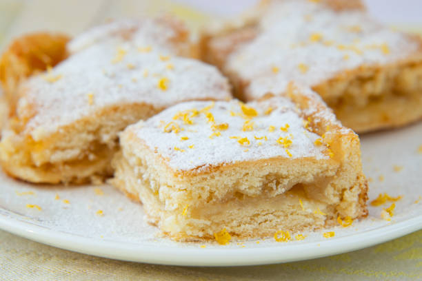 istock Lemon pie with filling, icing sugar and lemon zest 1312618047