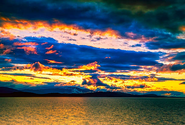 istock Sunset sky sea over landscape, nature background 1312618325