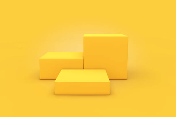 istock Yellow Cubes Products Stage Pedestal. 3d Rendering 1312618678