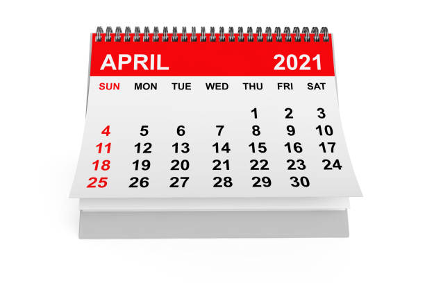calendario aprile 2021. rendering 3d - april 2012 calendar year foto e immagini stock