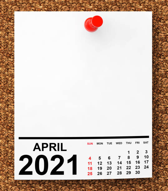 istock Calendar April 2021 on Blank Note Paper. 3d Rendering 1312618859
