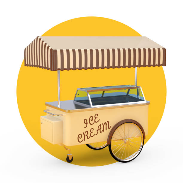 istock Ice Cream Tray Cart Trolley. 3d Rendering 1312619315