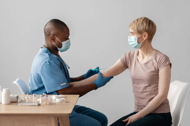 istock Medical professional care, vaccination against coronavirus for certificate 1312619323