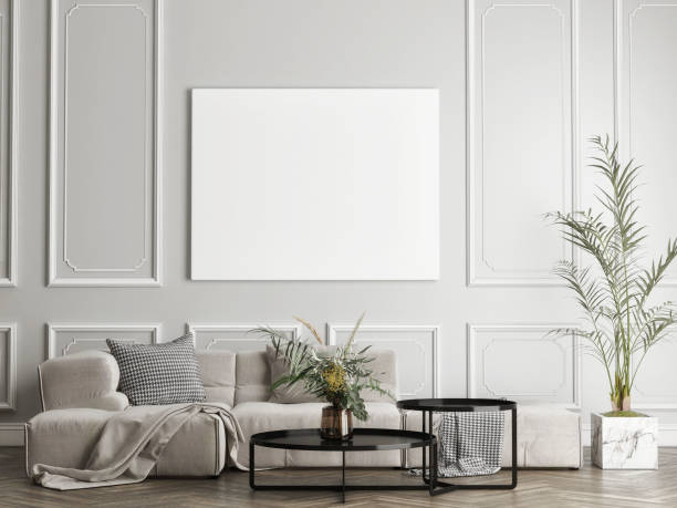 cartel blanco vacío en el diseño de la sala de estar. - 2781 fotografías e imágenes de stock
