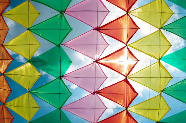 istock Multicolored paper decorations in the sky 1312624136