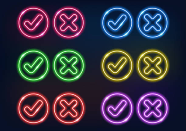 4,800+ Neon Check Symbol Stock Photos and Royalty-Free Pictures