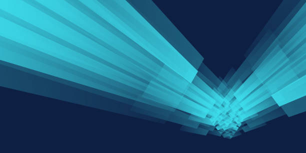 ilustraciones, imágenes clip art, dibujos animados e iconos de stock de perspectiva abstracta tecnología futurista geométrica con fondo azul ráfaga de luz - exploding blue backgrounds distorted image