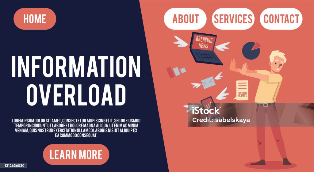 Topic Overload Site On Information Overload Topic With Stressed Man Flat Vector ...
