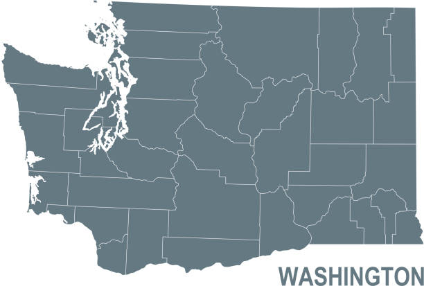 境界線を含むワシントンの基本地図 - washington state state map outline点のイラスト素材／クリップアート素材／マンガ素材／アイコン素材