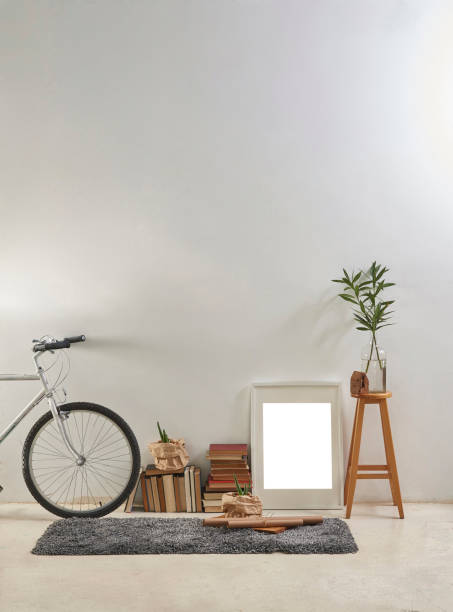 istock modern home interior design style in products and flat white wall with plant frame stool 1312636937