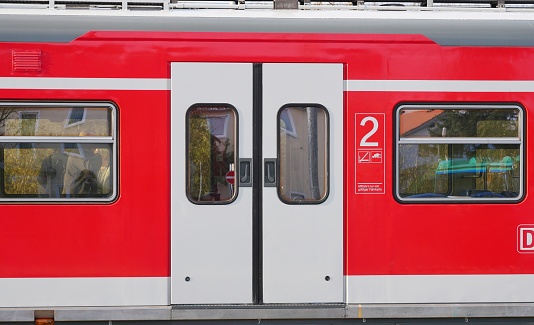 Railway wagon red in Munich