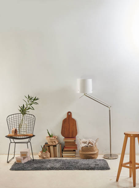 istock modern home interior design style in products and flat white wall with plant frame stool 1312640003