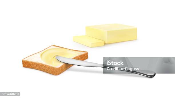 Butterbread Vector Buttered Bread On A White Background Vector Illustration Stock ...