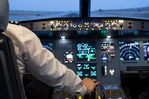 istock front of a commercial flight simulator starting takeoff 1312645431