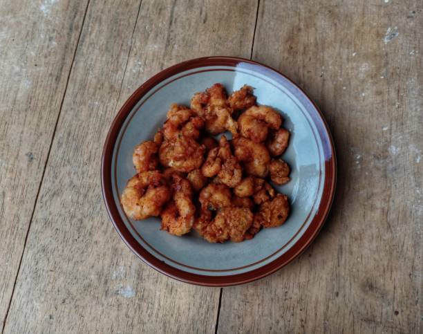 istock the flour fried shrimp on the table 1312645581