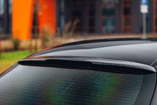istock Forged carbon car rear window spoiler, sunblind 1312645669