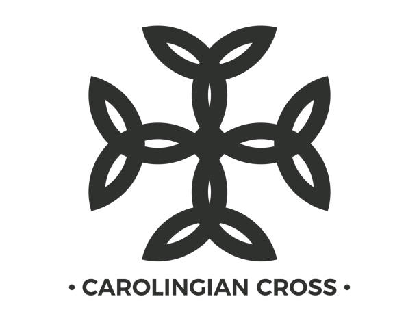 ilustrações de stock, clip art, desenhos animados e ícones de carolingian cross isolated on white background. triquetra symbol. celtic knot. vector illustration - celtic cross celtic culture triquetra cross shape