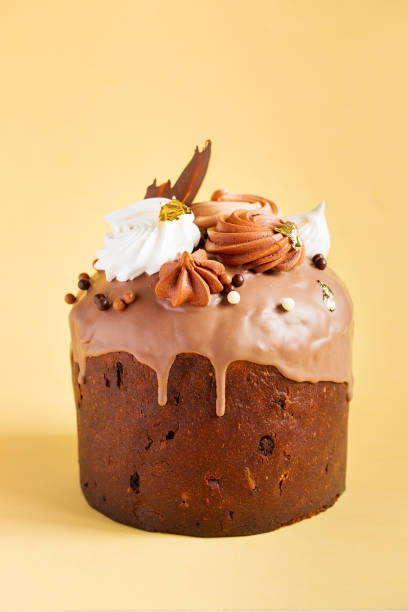 istock Easter Cake - Russian and Ukrainian Traditional Kulich. Paska Easter Bread. Happy easter. Kulich cake symbol of Traditional Russian Orthodox Easter 1312658863